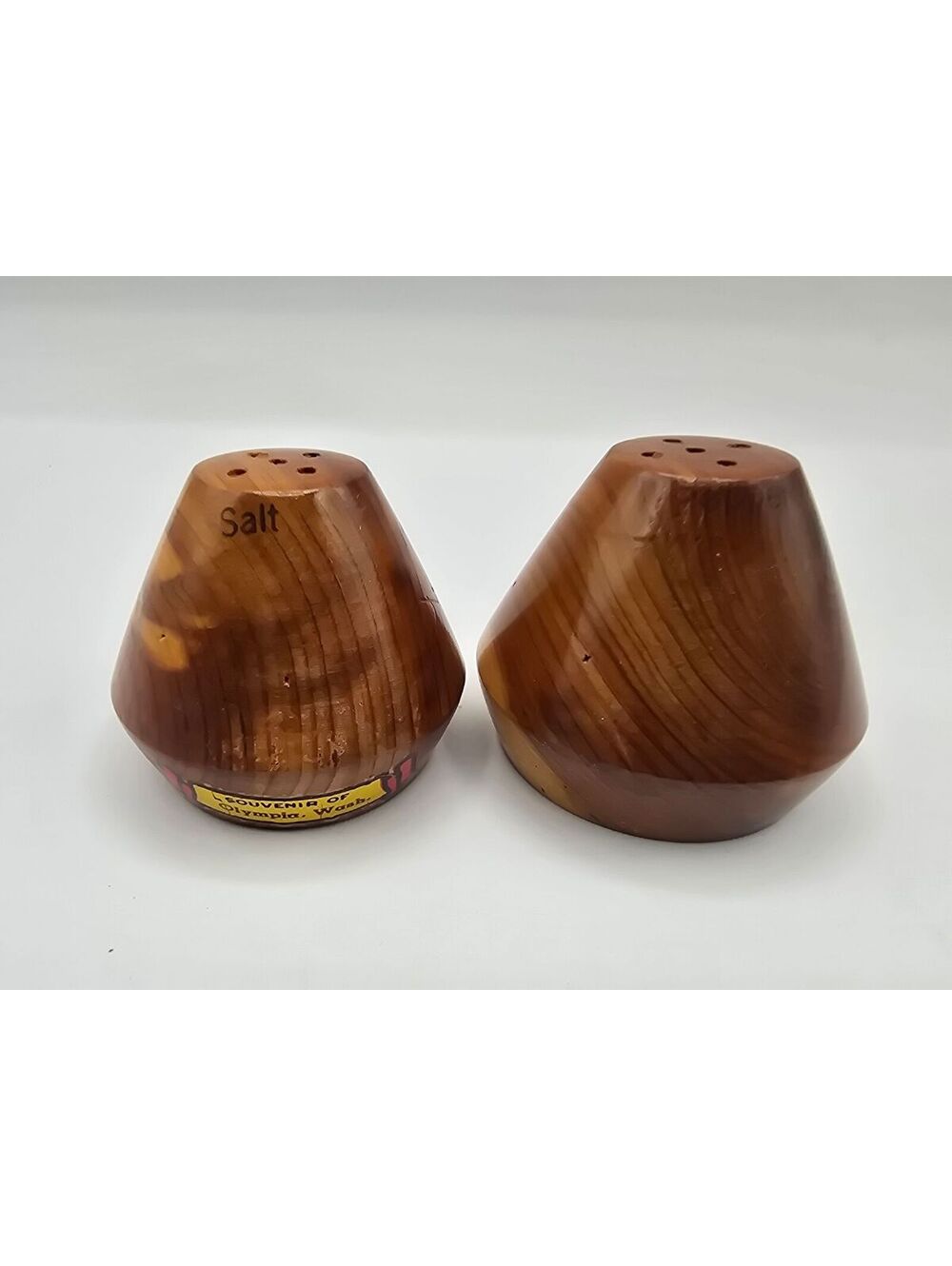 Vintage 40-50's Wooden Souvenier Salt and Pepper Shakers